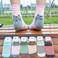 Chaussettes en coton imprime Tete de CHAT rayures 